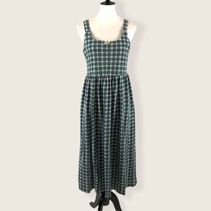 SOLD VTG Green Plaid Jumper Midi Dress